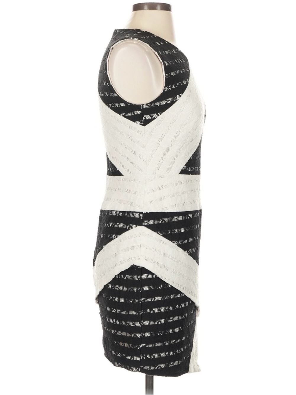 Revolve BCBGMaxAzria Black and White Diagonal Panel Mini Dress - Picture 6 of 9